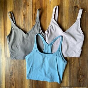 Set of Three Longline Bra Gym Crop Tank Tops Bundle